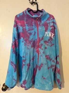 PINK Victoria's Secret Tie-Dye Zip Hoodie in Pink & Blue